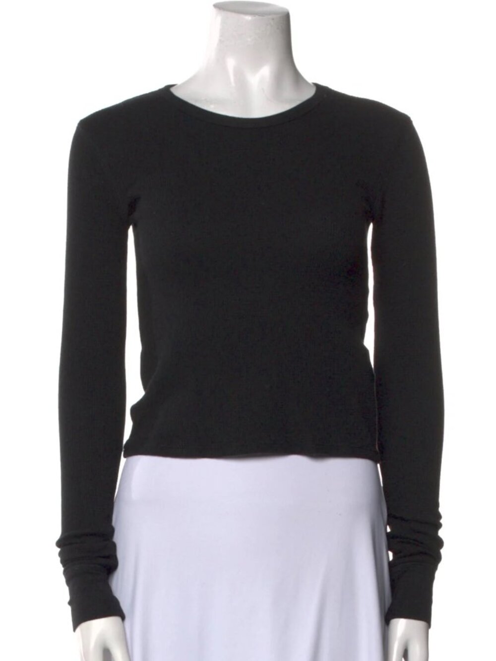 ETERNÉ BLACK CREW NECK WAFFLE THERMAL TOP T-SHIRT XS